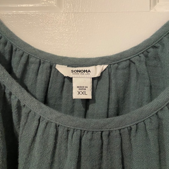 Sonoma XXL Green Flutter Sleeve Tank Top – 100% Cotton Linen Blend - Picture 3 of 7